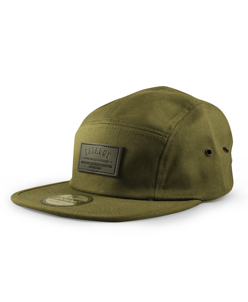 5 Panel Leather Label | Olive